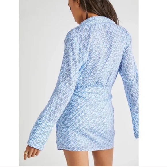 Free People Rillo Blue Cotton Beach Summer Shirtdress Size Medium NWT - Picture 3 of 11